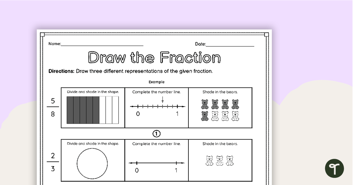Draw a Fraction Worksheet | Teach Starter