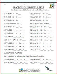 fraction of a number worksheet