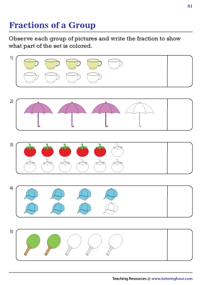 fraction of a set worksheet