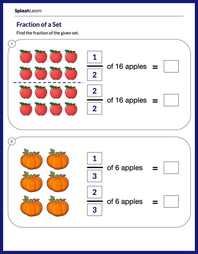 fraction of a set worksheet