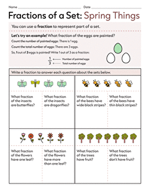 fraction of a set worksheet