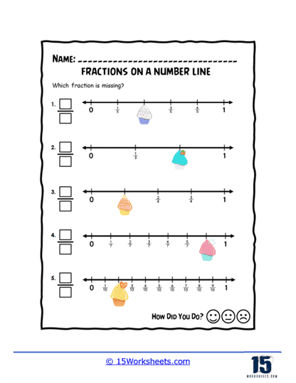 fraction on number line worksheet