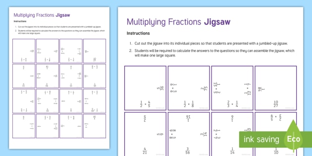 fraction puzzle worksheet
