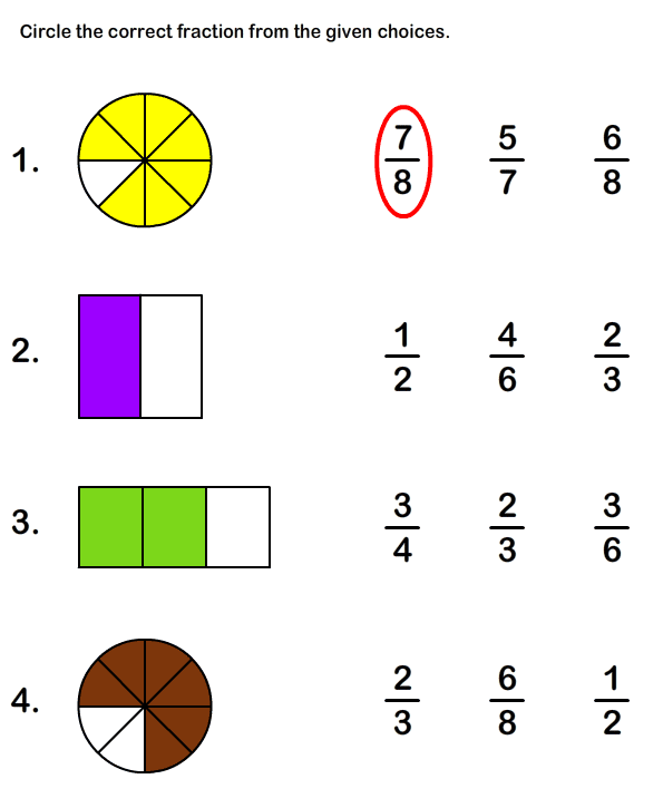 Free Printable Fraction Worksheets for Grade1 | Math Worksheets ...