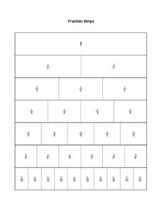Fraction Strips Printables for 3rd - 5th Grade | Lesson Planet