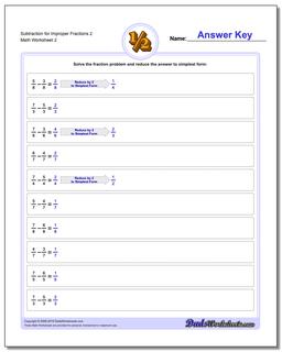 Subtracting Improper Fractions with a Common Denominator