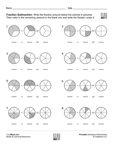 Fraction Subtraction with Same Denominators (Set 1) | Homeschool ...