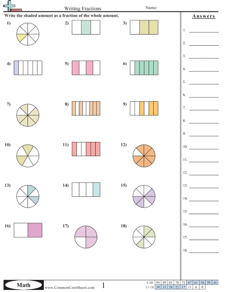 fraction third grade worksheet