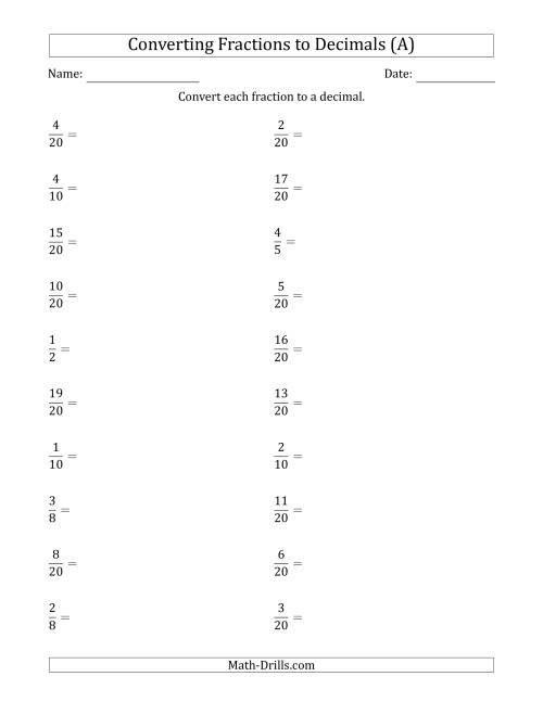 Converting Fractions to Terminating Decimals (A)