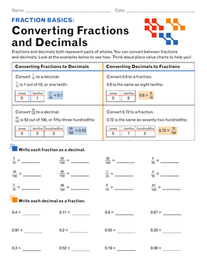 fraction to decimals worksheet