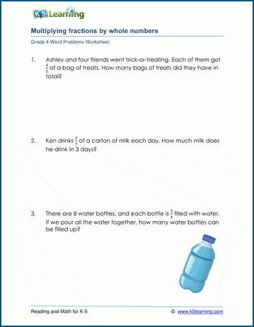 fraction word problems 5th grade worksheet