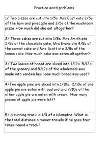 fraction word problems worksheet 7th grade