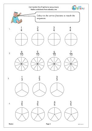 fraction work sheets