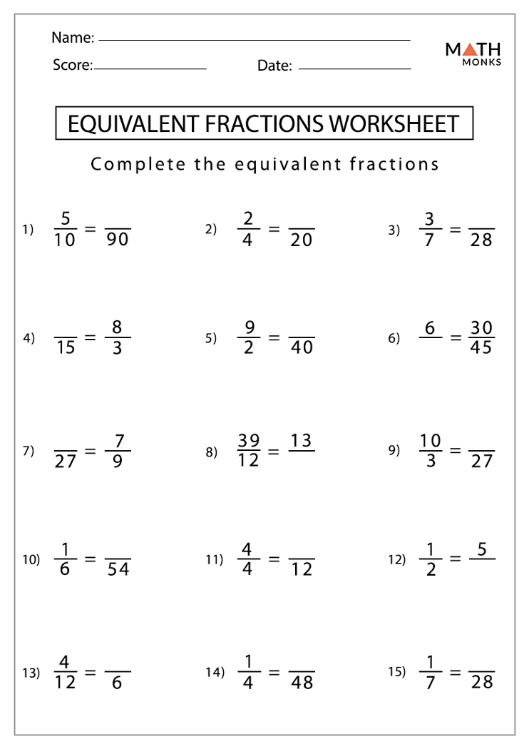 fraction work sheets