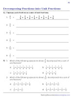 Decomposing Fractions Worksheets