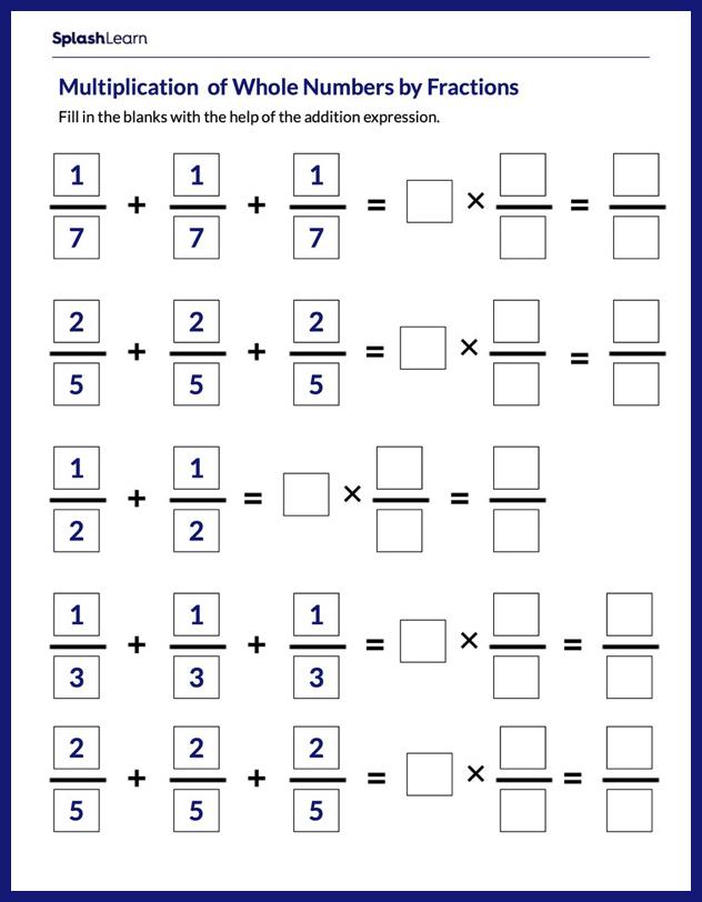 Multiply Fractions Worksheets for 5th Graders Online - SplashLearn