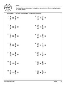 Multiply Fractions Worksheet for 5th - 6th Grade | Lesson Planet