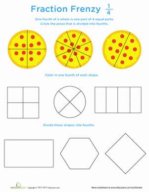Fraction Frenzy: 1/4 | Worksheet 