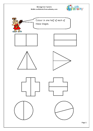 Fraction Worksheets for Year 2 (age 6-7) - URBrainy.com