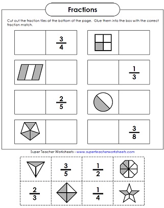 Basic Fraction Worksheets &  Manipulatives