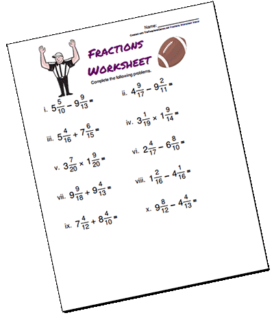 Fractions Worksheets