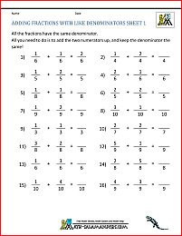 Math Fractions Worksheets