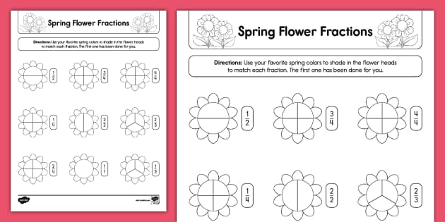 Second Grade Flower Fractions Activity (teacher made)