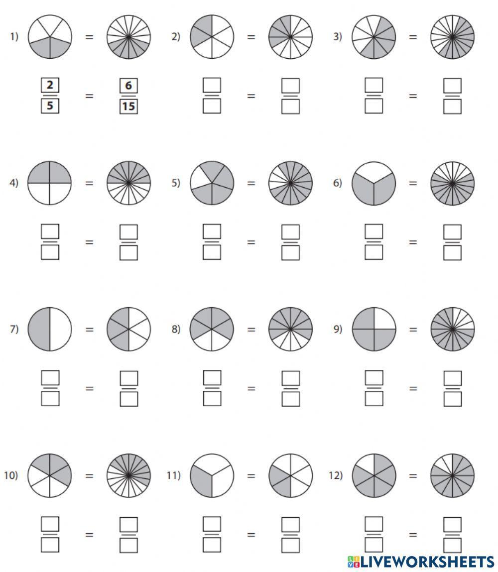 FRACCIONES EQUIVALENTES 4º worksheet  
