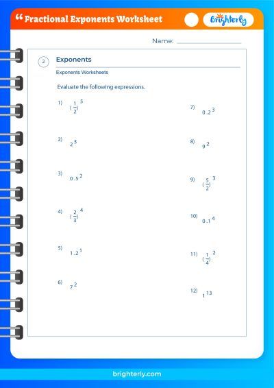 Teaching With a Fractional Exponents Worksheets [PDFs] Brighterly.com