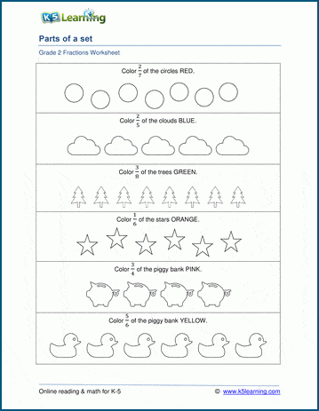 fractional parts of a set worksheet