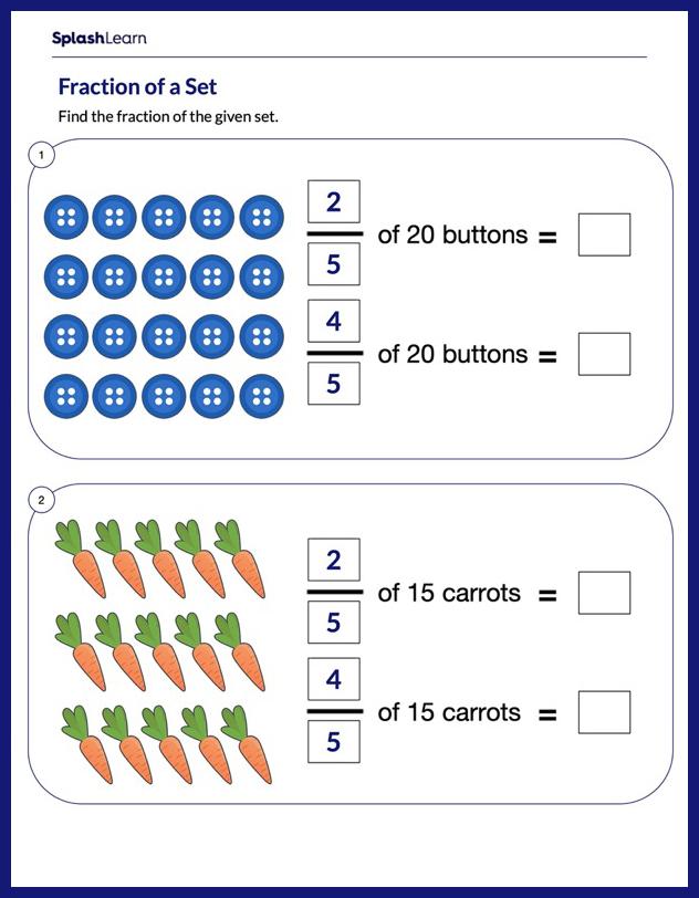 fractional parts of a set worksheet