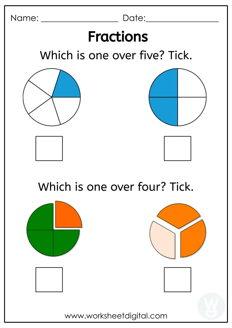 Fractions - Worksheet Digital