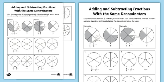 Adding and Subtracting Fractions With the Same Denominator ...