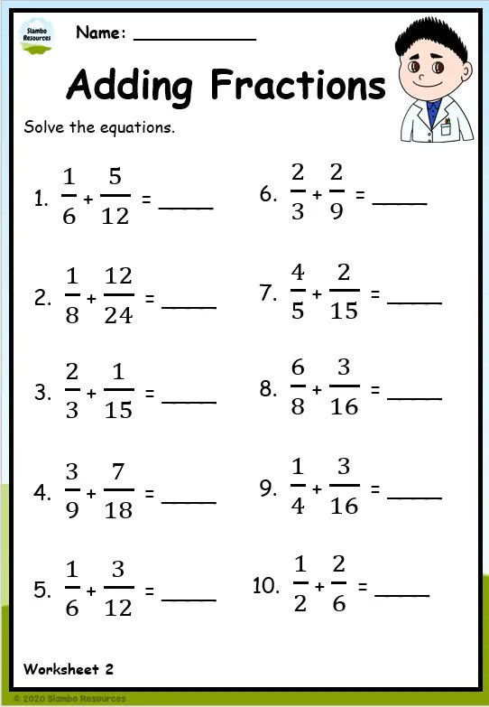 Grade 5 Adding and Subtracting Fractions Worksheets | Free Printables