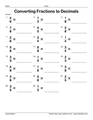 fractions and decimals worksheet 4th grade