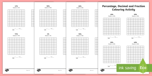 fractions and percentages worksheet