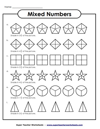 fractions and whole numbers worksheet