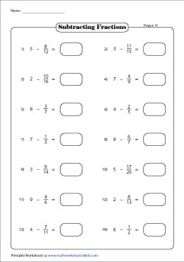 fractions and whole numbers worksheet