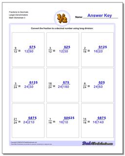 Fractions as Decimals: Fraction to Decimals by Division