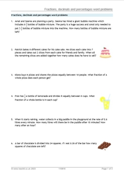Fractions, decimals and percentages word problems | KS3 | Teachit