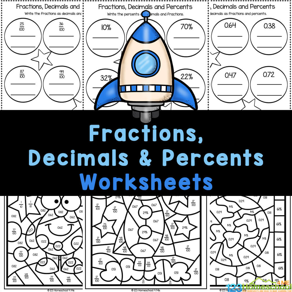 fractions decimals and percents worksheet 6th grade
