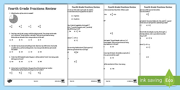 Excellent 4th Grade Fraction Review Activity | Twinkl USA