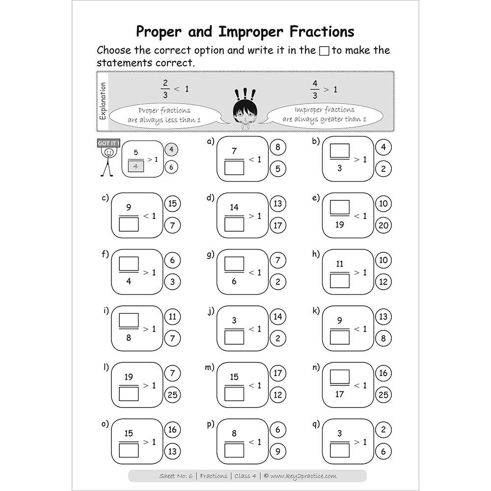 Class 4 | Maths | Fractions | Activity Based Worksheets - Key2practice