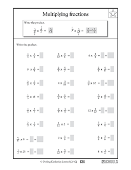 Multiplying fractions | 5th grade Math Worksheet | GreatSchools