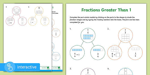 ? Interactive PDF White Rose Maths Y4 Fractions Greater Than 1