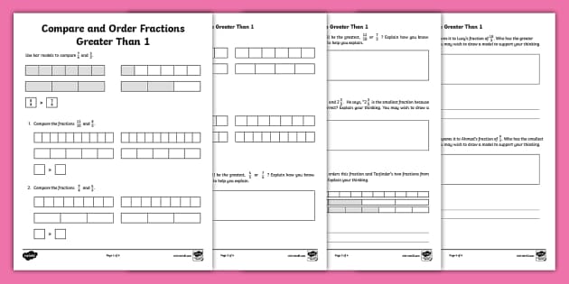 fractions greater than 1 worksheet