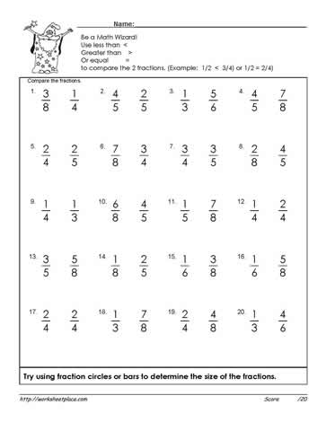 fractions greater than less than