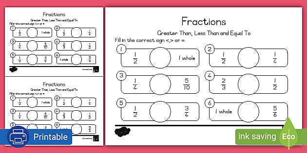 fractions greater than one worksheet