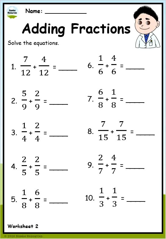 fractions math worksheet for 2nd graders