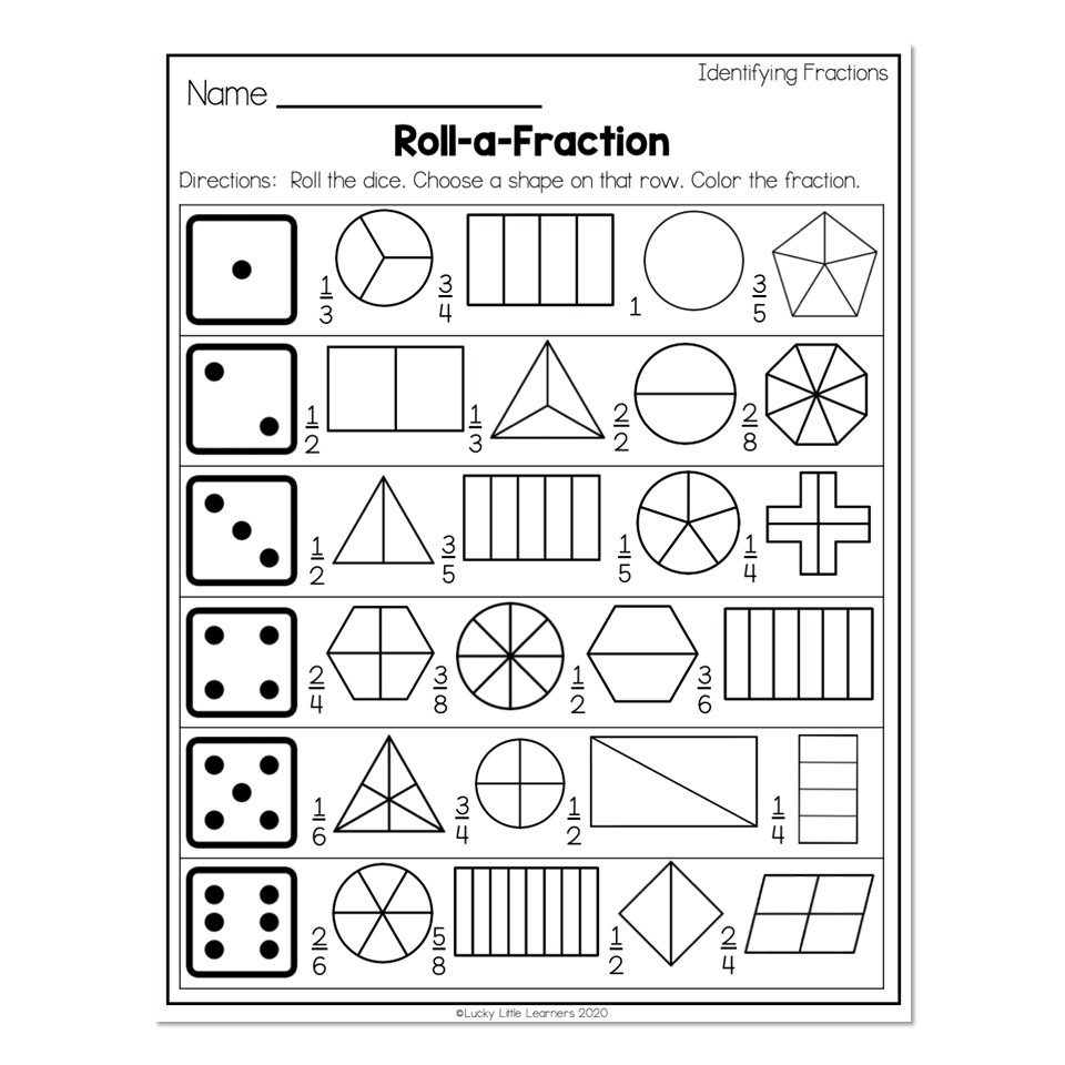 2nd Grade Math Worksheets - Geometry - Identifying Fractions ...